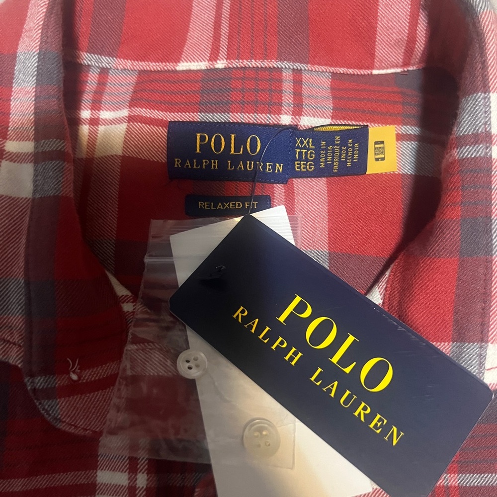 Polo by Ralph Lauren Red and Gray Casual Button Down Shirt